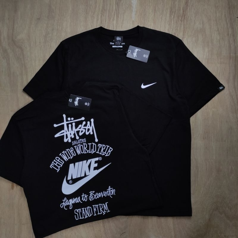 Stussy x Nike The Wide World Trib Black Oversize Tee T-Shirt Kaos