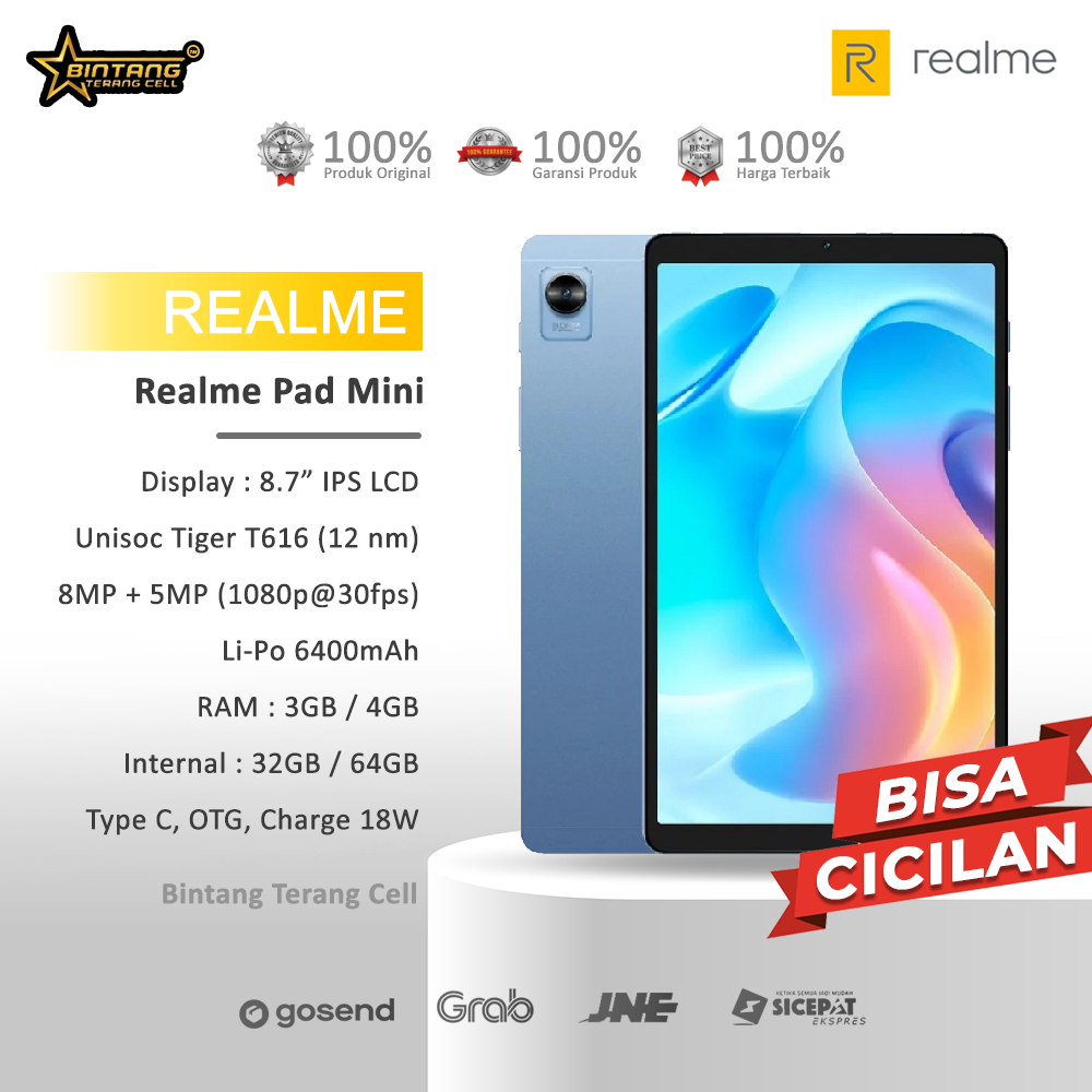 REALME PAD MINI TABLET TAB RAM 3/32GB 4/64 GARANSI RESMI