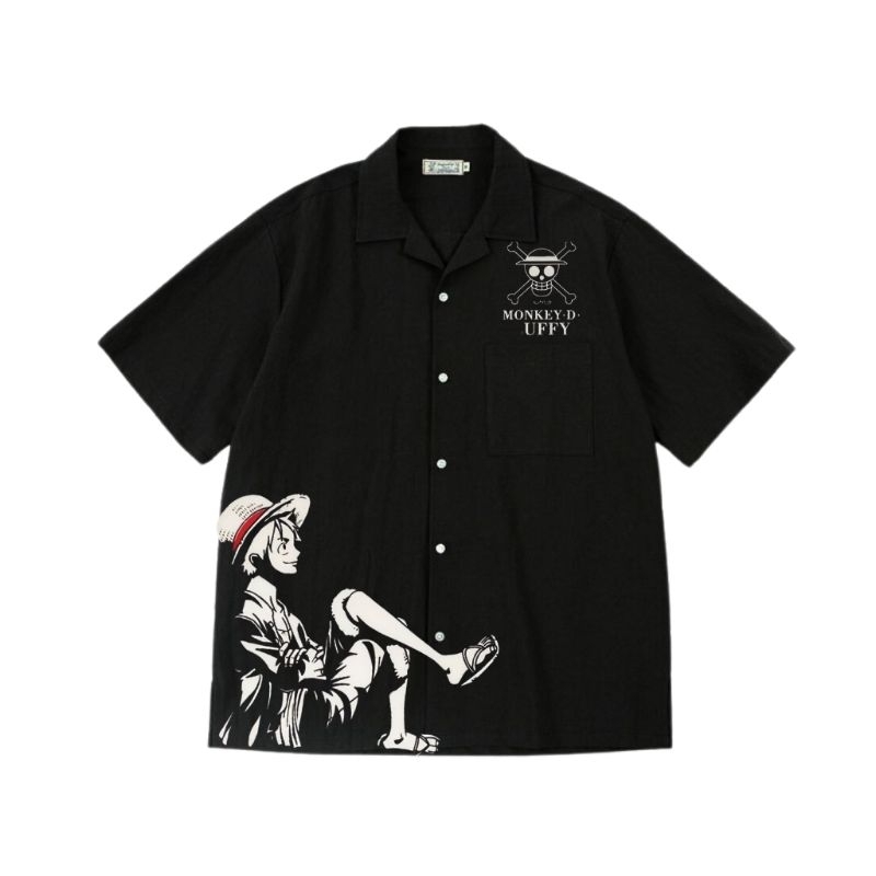 KATAGI Kemeja Vintage Anime Luffy Kemeja Anime One Piece Kemeja Boxy Kemeja V Neck Kemeja Oversize K