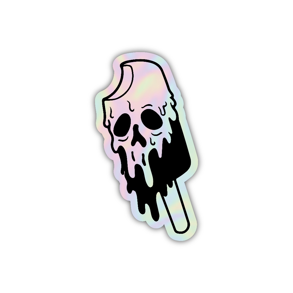 

sticker eskrim tengkorak, stiker hologram satuan- Z063