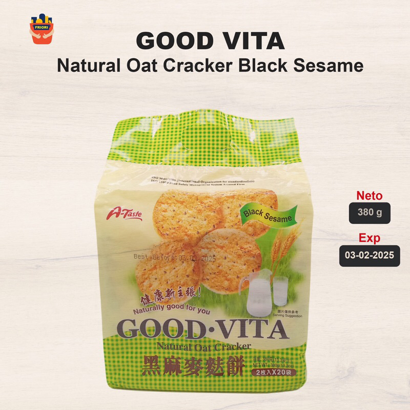 

A Taste Good Vita Black Sesame Natural Oat Crackers 380 g - Biskuit Oat