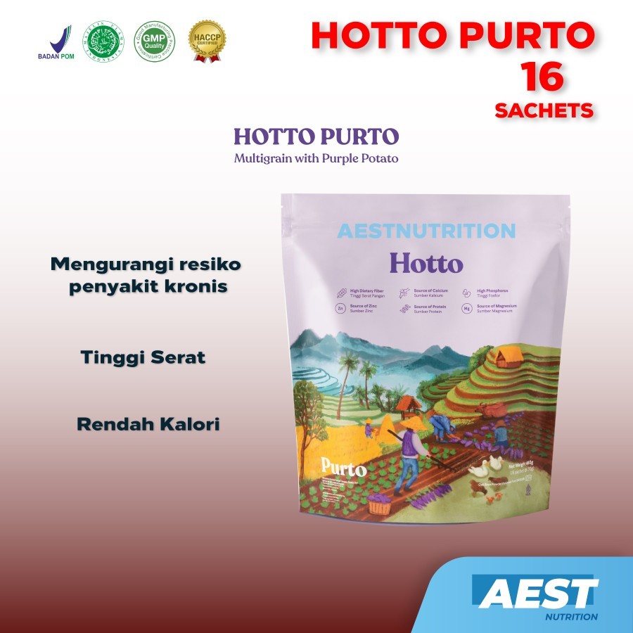 

Hotto Purto 1 Pouch 16 Sachet Multigrain with Purple Potato Ubi Ungu