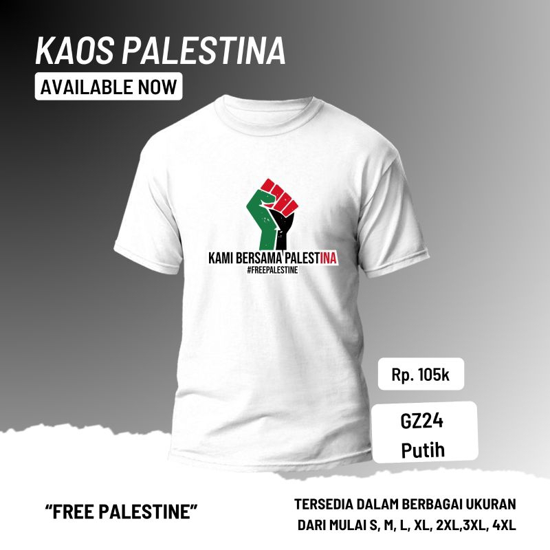 Kaos Muslim Palestina GZ24 (Putih)