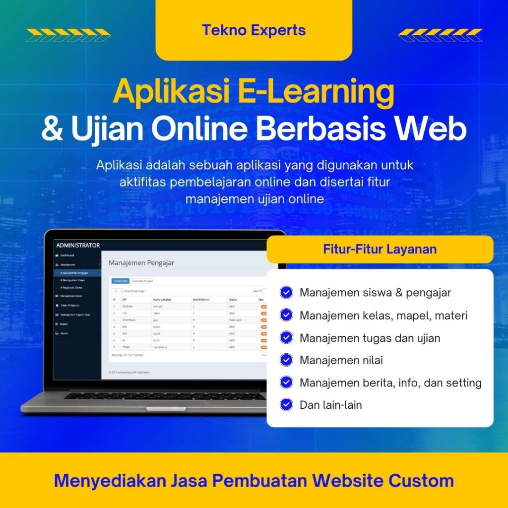 Aplikasi e-learning + ujian online berbasis web