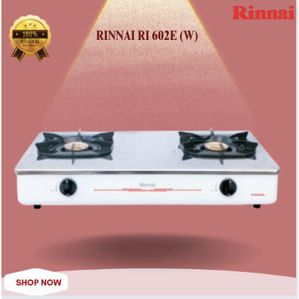 Rinnai Kompor Gas 2 Tungku RI 602E (W)-Kompor Gas Rinnai/RI602E(W)/RI-602E (W)/RI 602E (W)