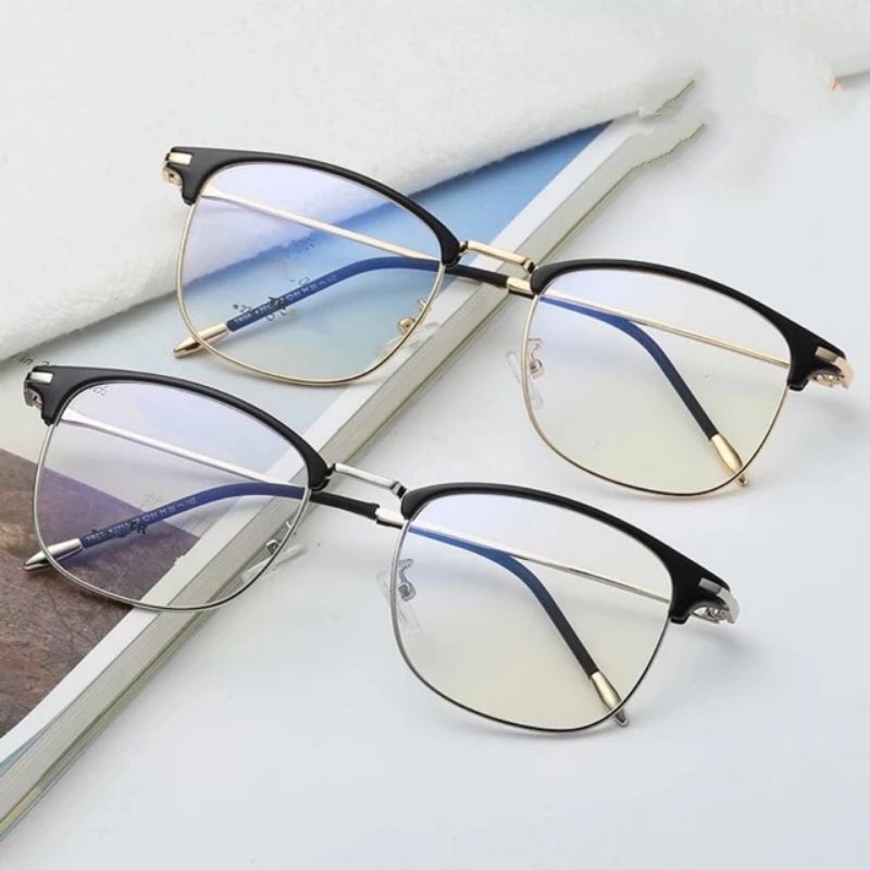Frame kacamata unisex laki-laki/perempuan lensa photokromik dan bluray antiradiasi minus/cyl free bo