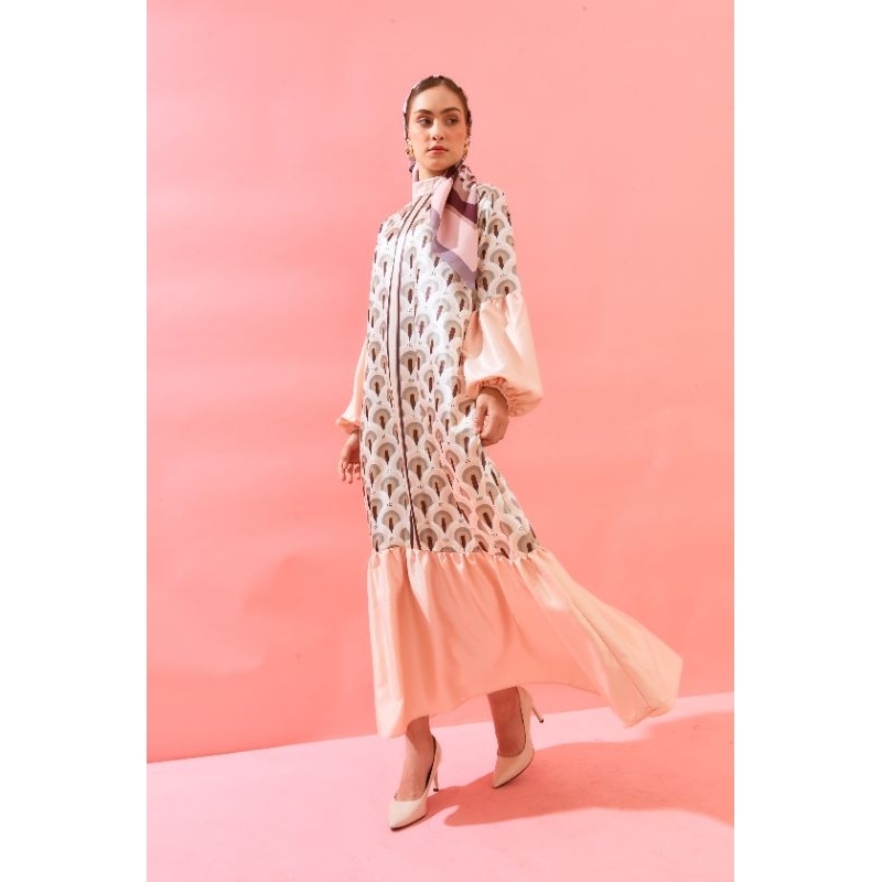 DONNA PRIVE - ANEMONE DRESS PEACH INCLUDE SCARVES