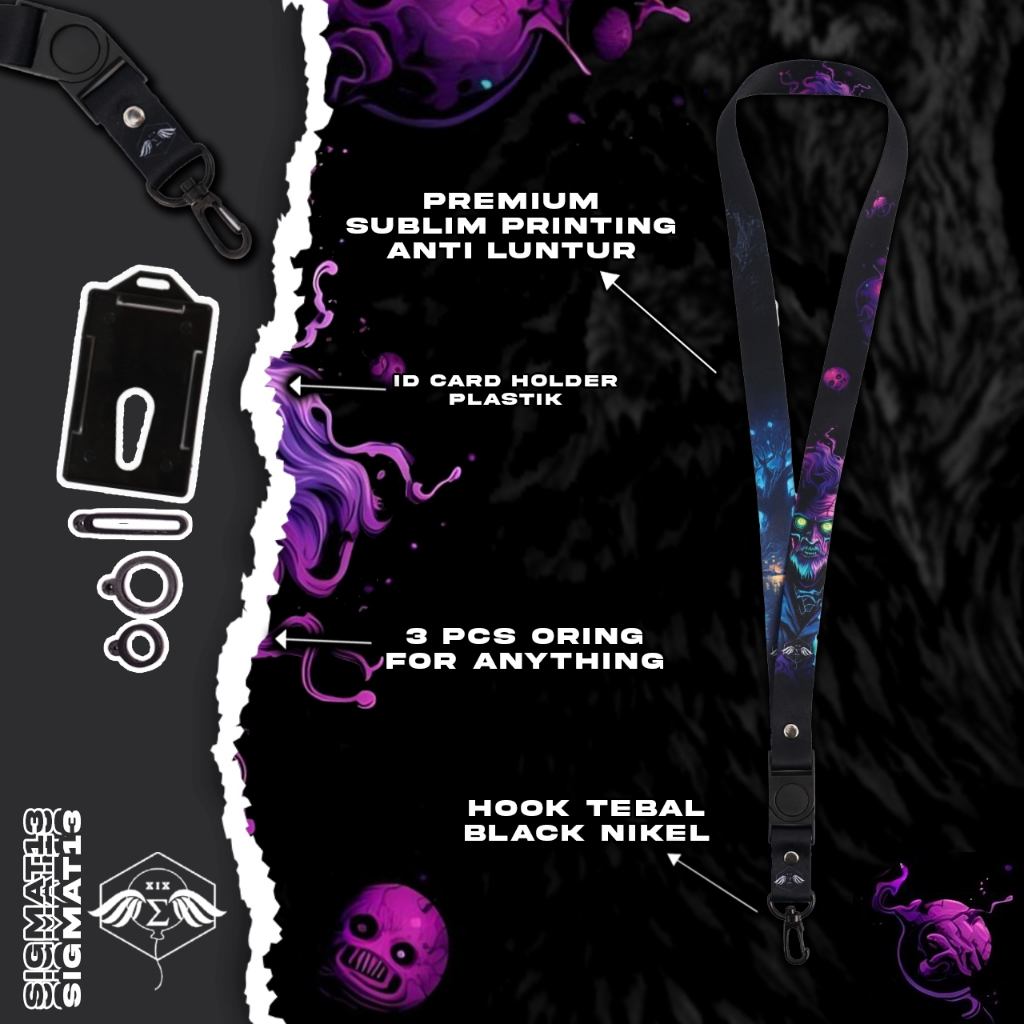 

Lanyard Futurism Sigmat13 Tali Lanyard Gantungan HP Premium Free Oring Printing 2 Sisi Series 4