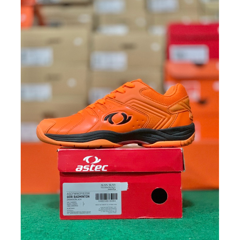 SEPATU BADMINTON ASTEC ORANGE ANAK SIZE 37 38 39 ORIGINAL 100% RESMI PT MAP