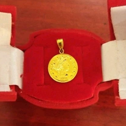 liontin rupiah / pawon emas kadar 700 /16 karat