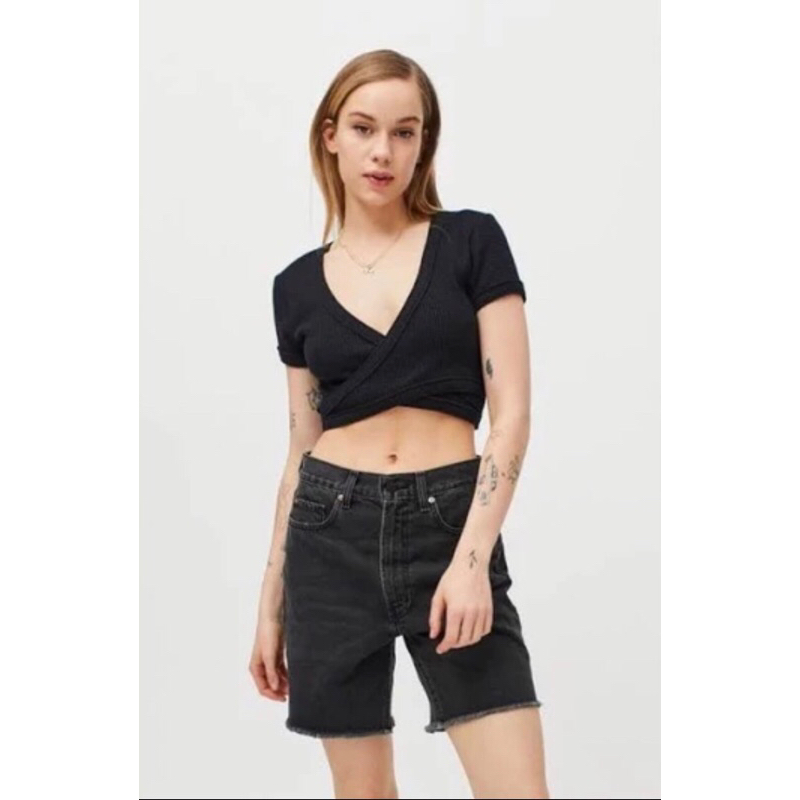 Urban Outfitters Crop Wrap Top - Karlie Waffle