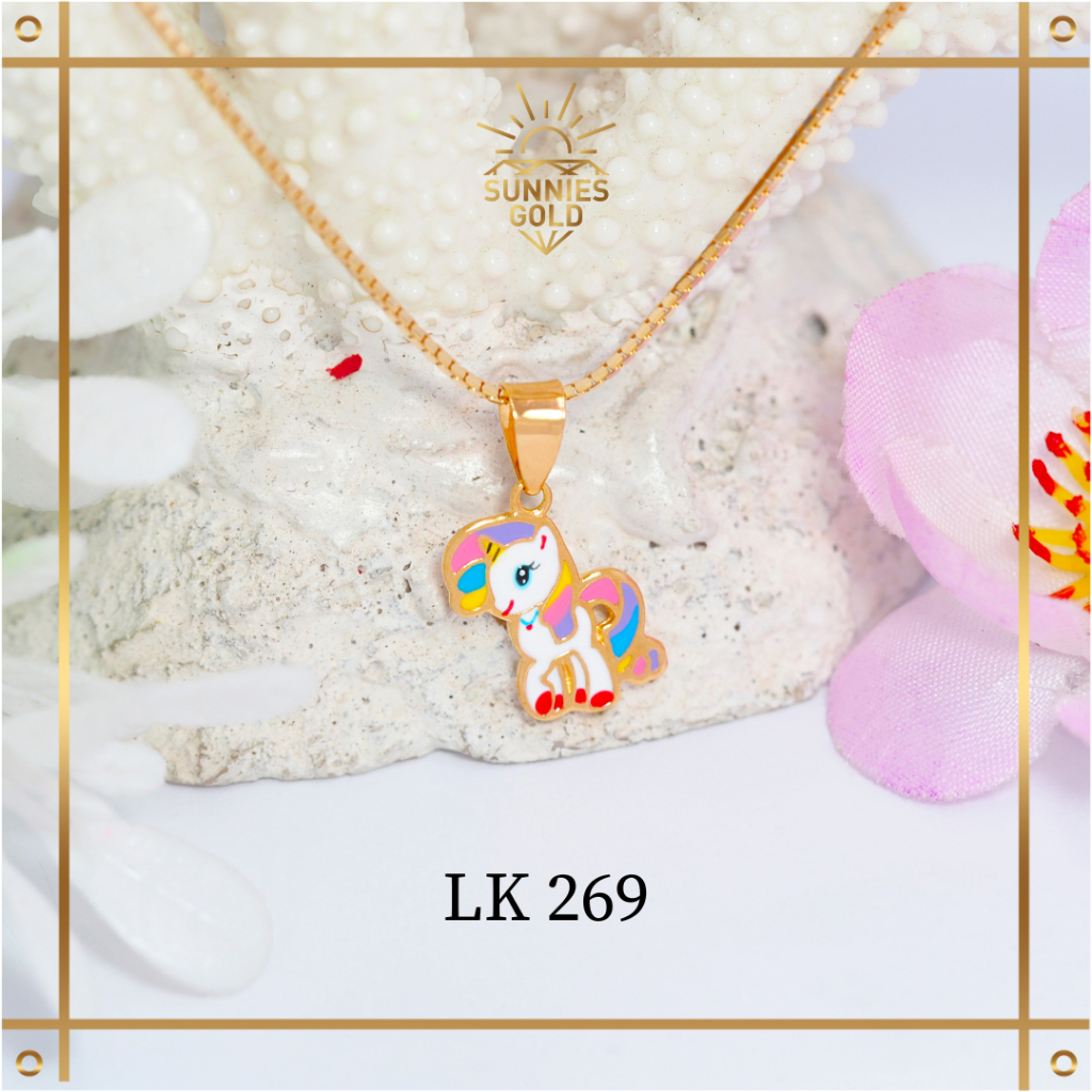 LIONTIN ANAK KARAKTER UNICORN EMAS ASLI KADAR 6K DAN 8K LIONTIN KUDA PONI 1 SET KALUNG - LK 269