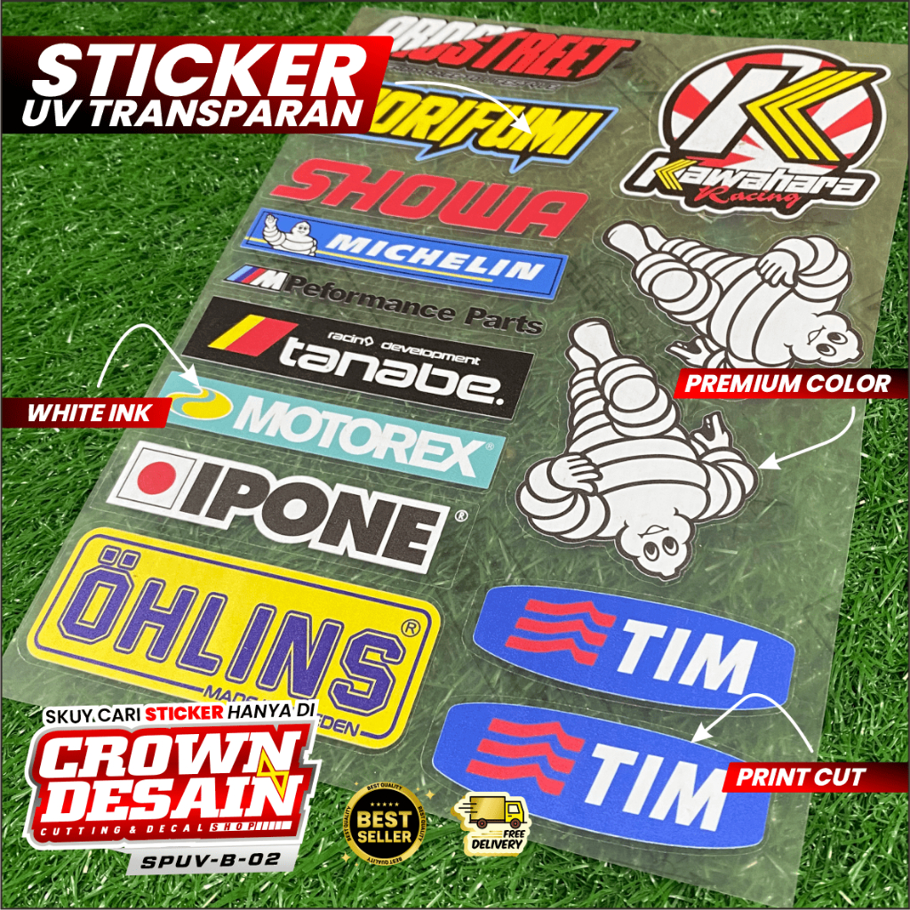 Stiker Motor Stiker Sponsor Helm/Motor Racing Satu Pack Murah - Stiker 1 Set Pack Variasi Racing - S