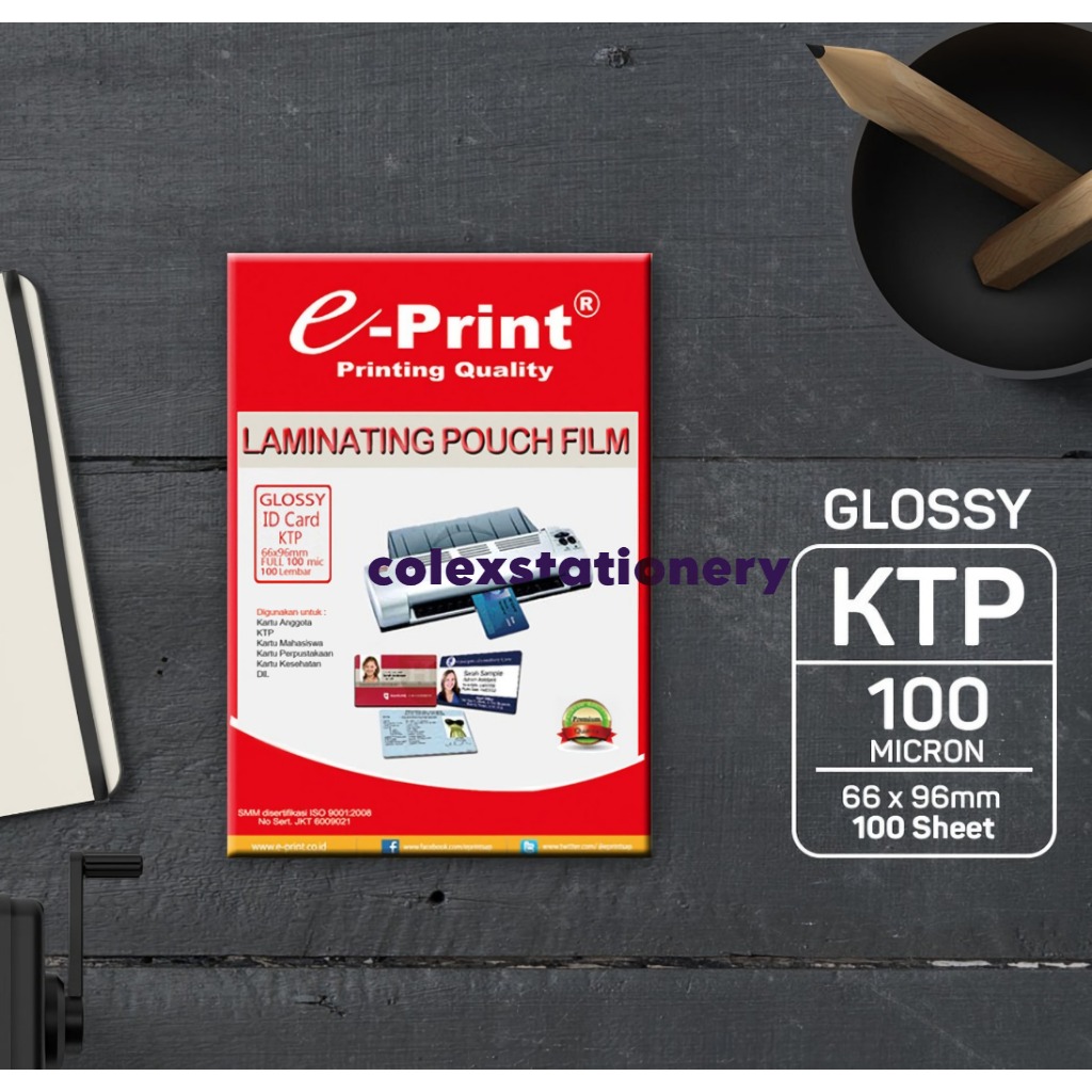 

Plastik Laminating Ktp / Laminating Pouch Premium Ukuran Kecil 100 Micron Isi 100 Sheets E-print