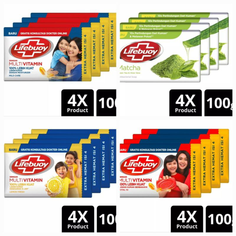 Sabun batang lifebuoy besar 100gr x 4pcs