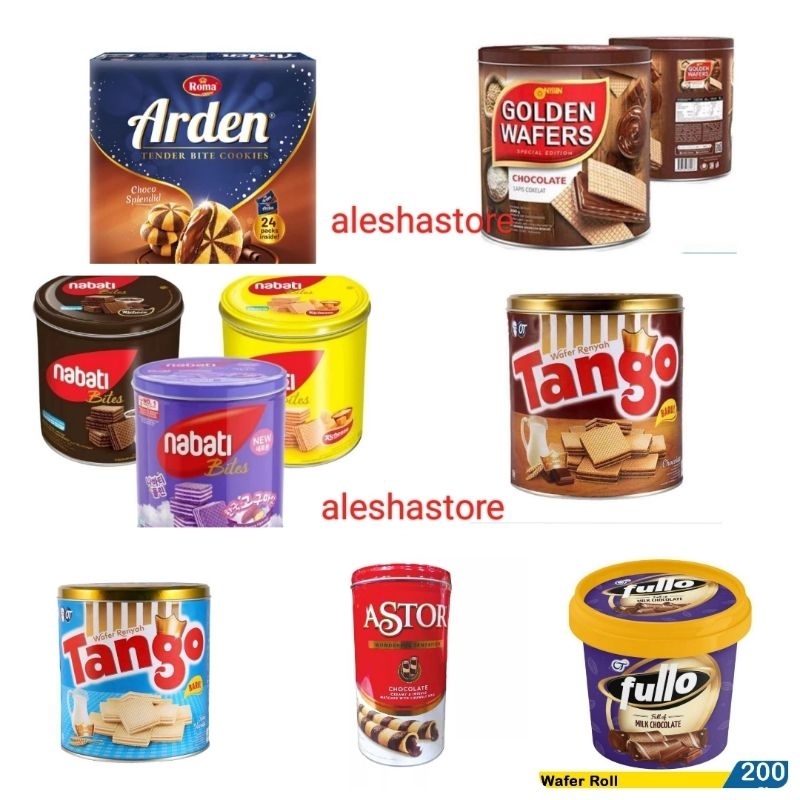 

Tango, Nabati, Astor, Fullo, Golden Waffers, Fullo, Wafello Kue Kaleng Lebaran