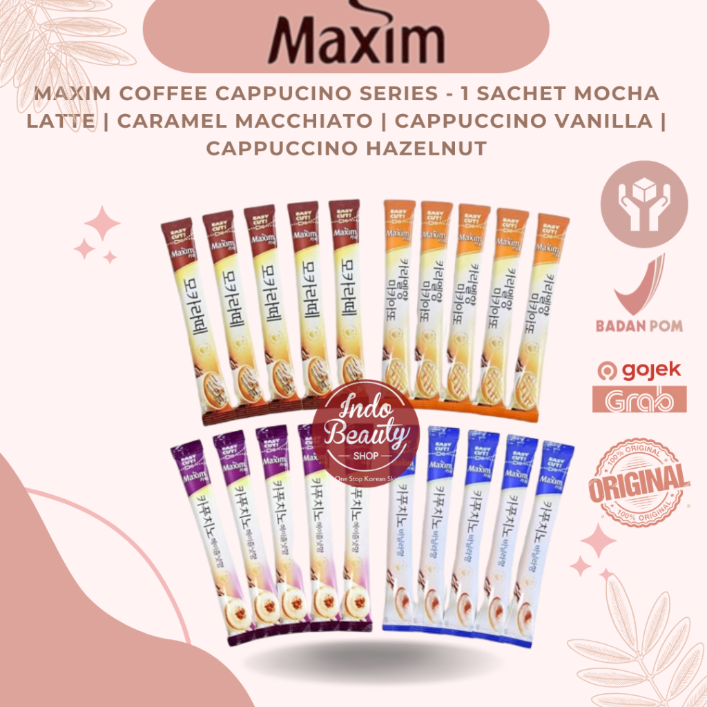 Maxim Coffee Cappucino Series - All Variant 1 Sachet Mocha Latte | Caramel Macchiato | Cappuccino Vanilla | Cappuccino Hazelnut (korea coffee/maxim coffee/instant coffee) - Kopi Drama Korea