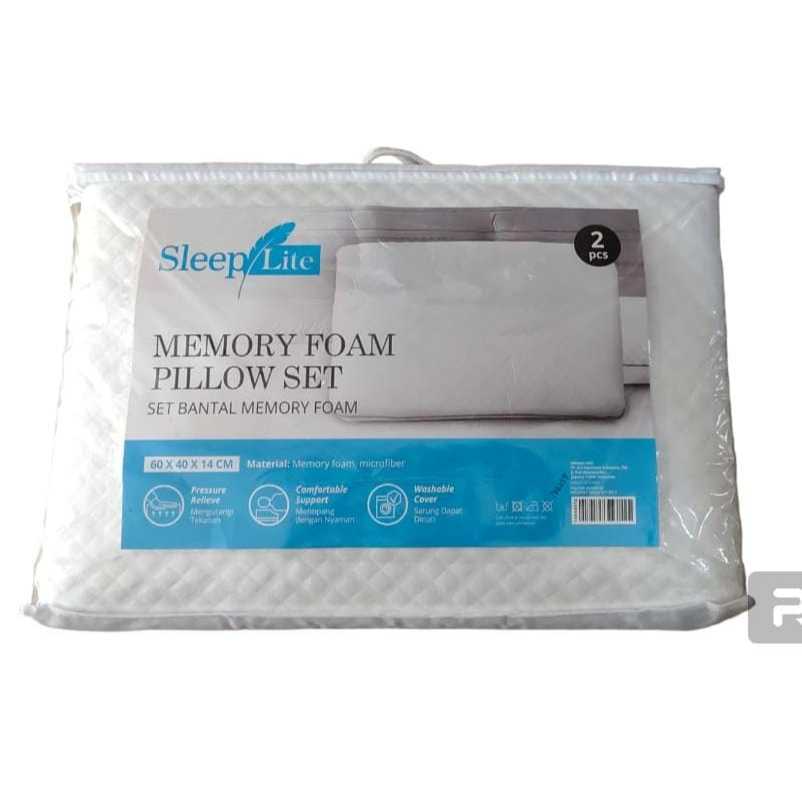 PILLOW Bantal Busa Set Sleep Lite White Collection Memory Foam SET 2PCS
