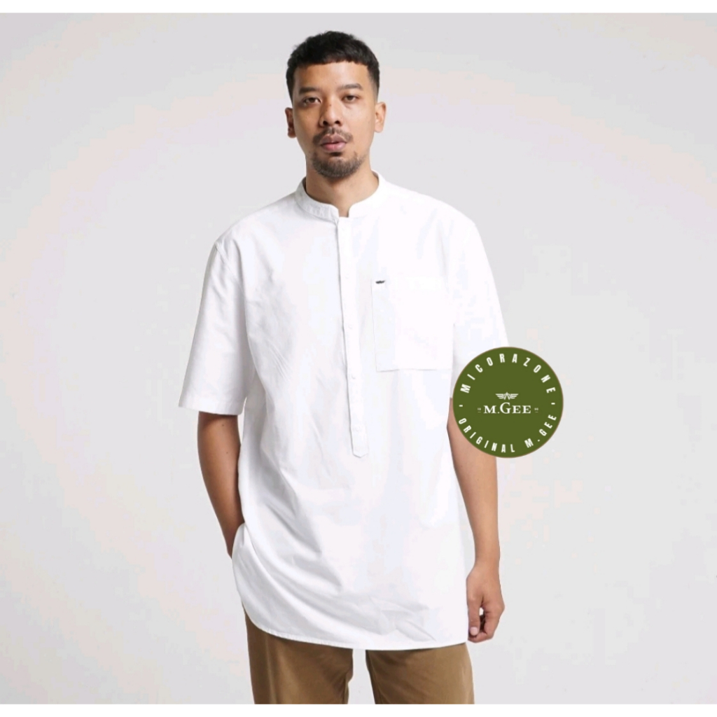 Baju Koko Original MGEE - Baju Koko Panjang Lengan Pendek Pria Original MGEE Adam CKRR CBRR 004 Whit