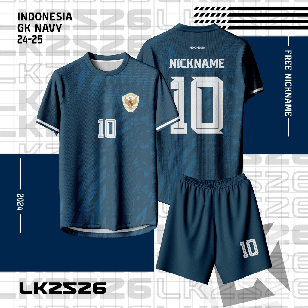 Jersey Bola/Futsal Custom – Fantasy TIMNAS INDONESIA KIPER NAVY 24/25 NAVY Full Print Sport