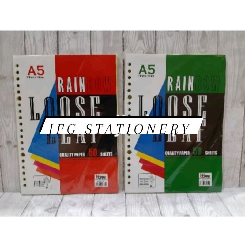 

Loose Leaf 50 A5 Polos / Garis Rainbow