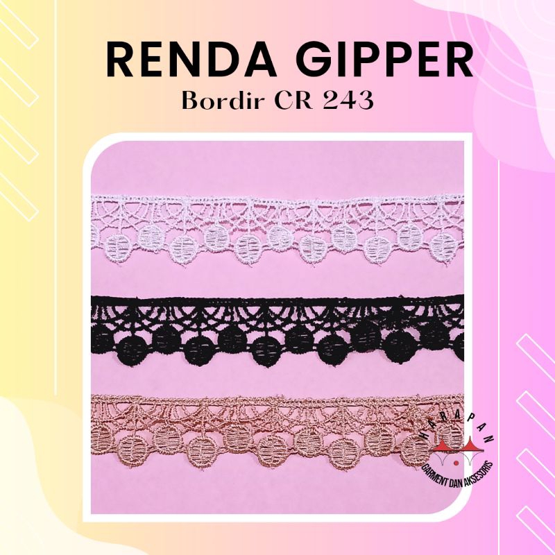 Renda Gipper RC 243 ROL Renda Bordir Baju Mukena