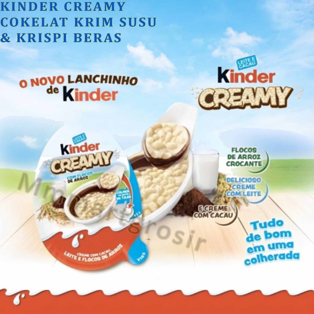 

Kinder Creamy / Cokelat Krim Susu & Crispy Rice / krim Susu Renyah / 19gr