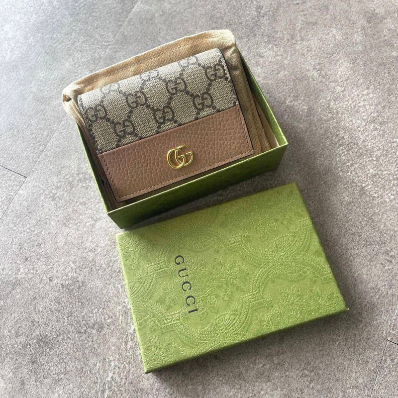 Original Gucci GG Marmont Compact Card Case Holder Wallet GG Supreme