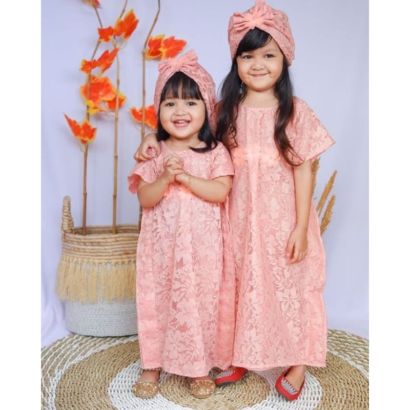 Kaftan Hafsha Syafiqa / Kaftan Anak Brokat Premium / Kaftan Anak Bayi Set Turban / Kaftan Bayi Premi