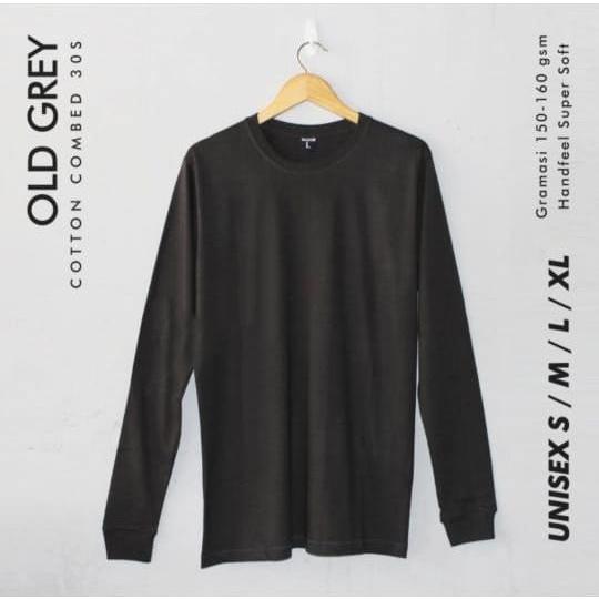 Kaos Polos Distro S M L XL XXL Lengan Panjang Ujung RIB Real Catton 30s Pria/Wanita