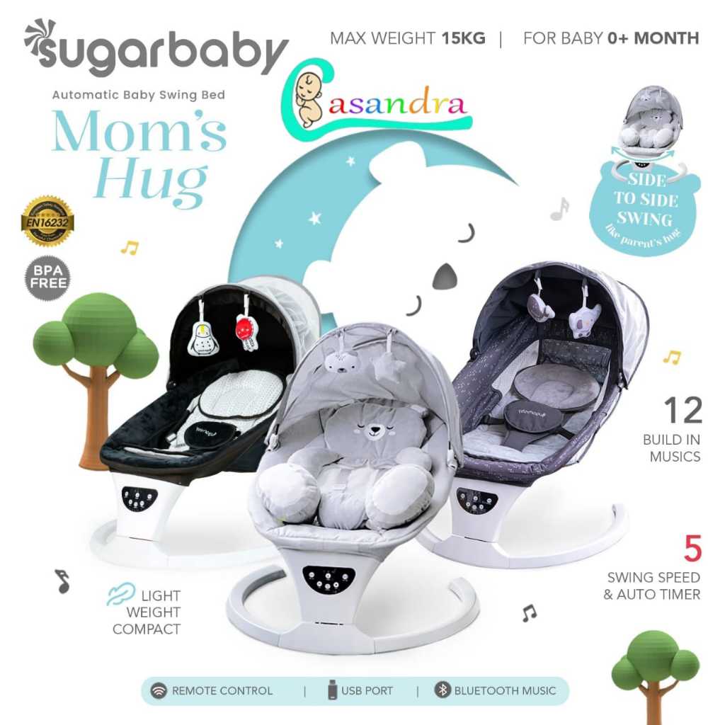 Sugar Baby Moms Hug Automatic Baby Swing Bed / Ayunan Bayi / Bouncer Bayi / Bouncer Automatic