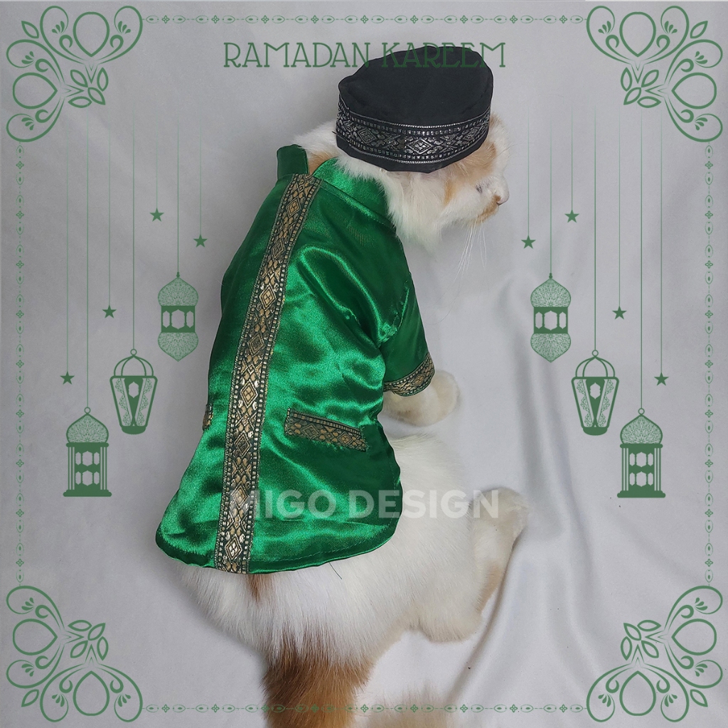 Wil Migo Design LIMITED EDITION 58 Couple Baju Ramadan Lebaran Dress Gamis Kemeja Koko Hijau Botol