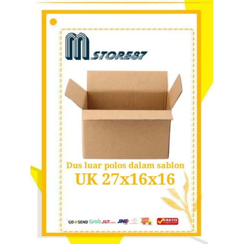 

Dus Box Luar Polos Dalam Sablon (UK 27x16x16)