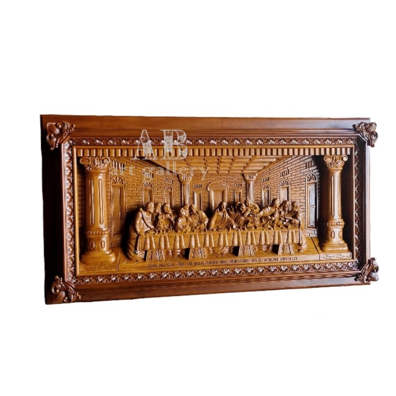 Pajangan Perjamuan Yesus Ukiran Kayu Jati Berkualitas