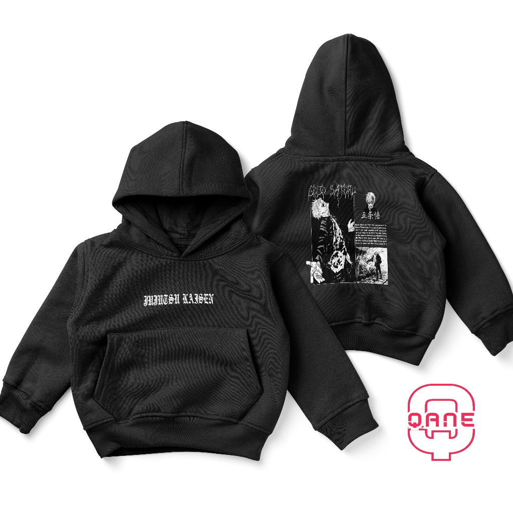 Qane Hoodie Jumper Anak Laki-laki Dan Perempuan Usia 6-14 Tahun Design Anime Jujutsu Karakter Gojo