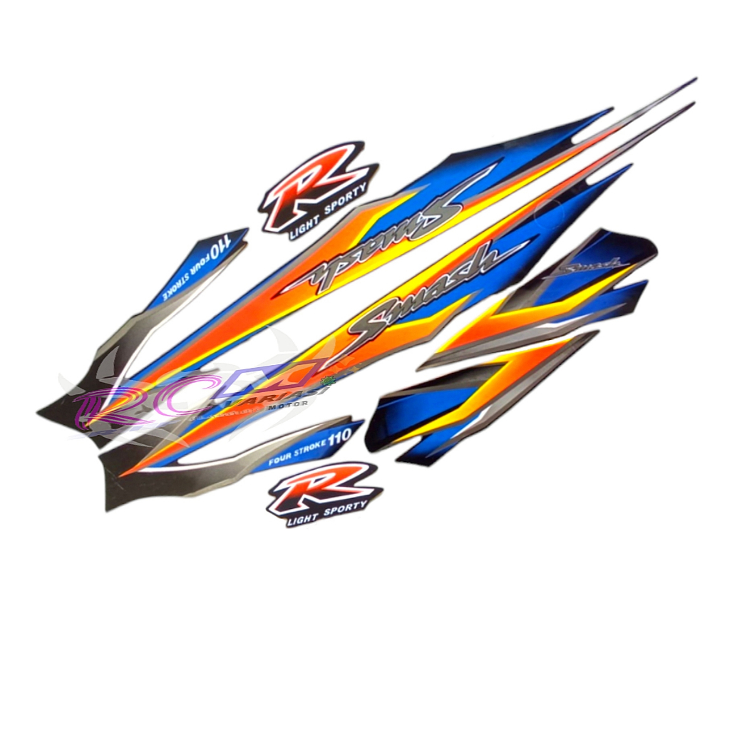 Sticker bodi Suzuki Smash 110 R 2003 Hitam stiker Lis polet striping body smash Hitam Lis Oren kunin