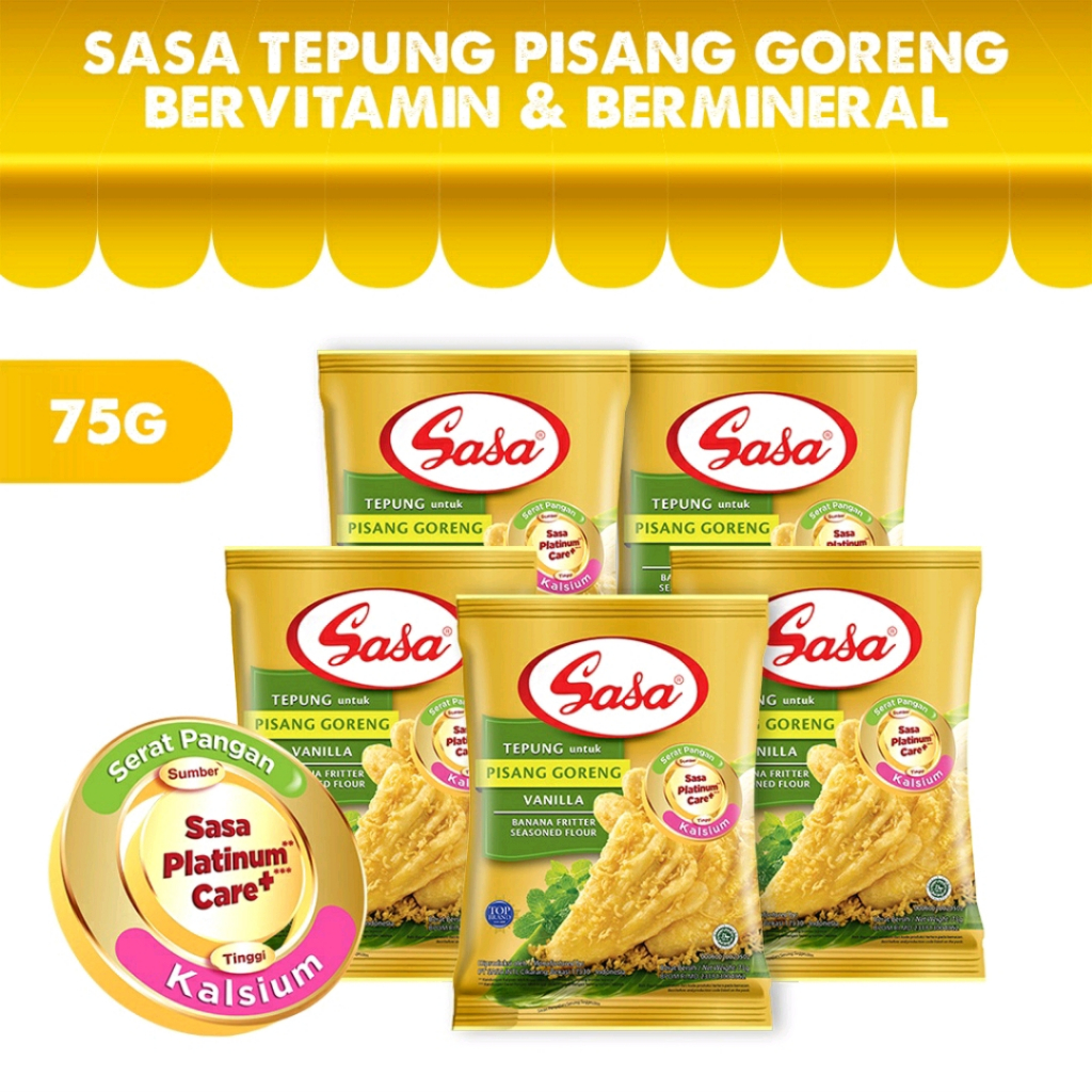

Sasa Tepung Pisang Goreng Bervitamin & Bermineral 75gr x 5pcs