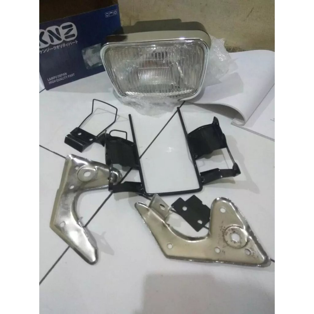 satu set breket dan lampu depan RX king oval original