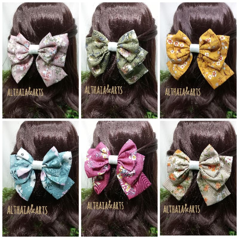 Jepit Rambut Pita Korea Besar Motif Bunga