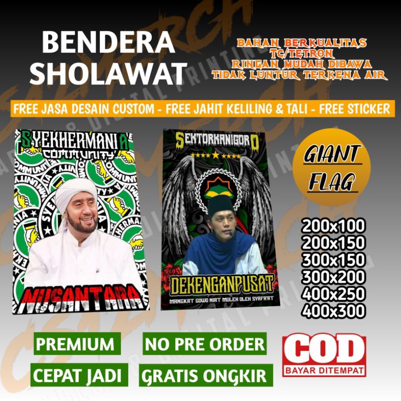 BENDERA SHOLAWAT JUMBO GIANT FLAG BENDERA SYEKHERMANIA ZAHIRMANIA SEKAR LANGIT MAFIA SHOLAWAT BENDER