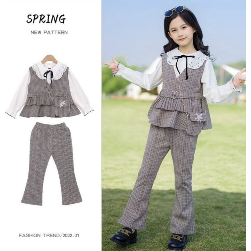 4in1 bonia 9-15th keceh import setelan anak junior cewek free tas