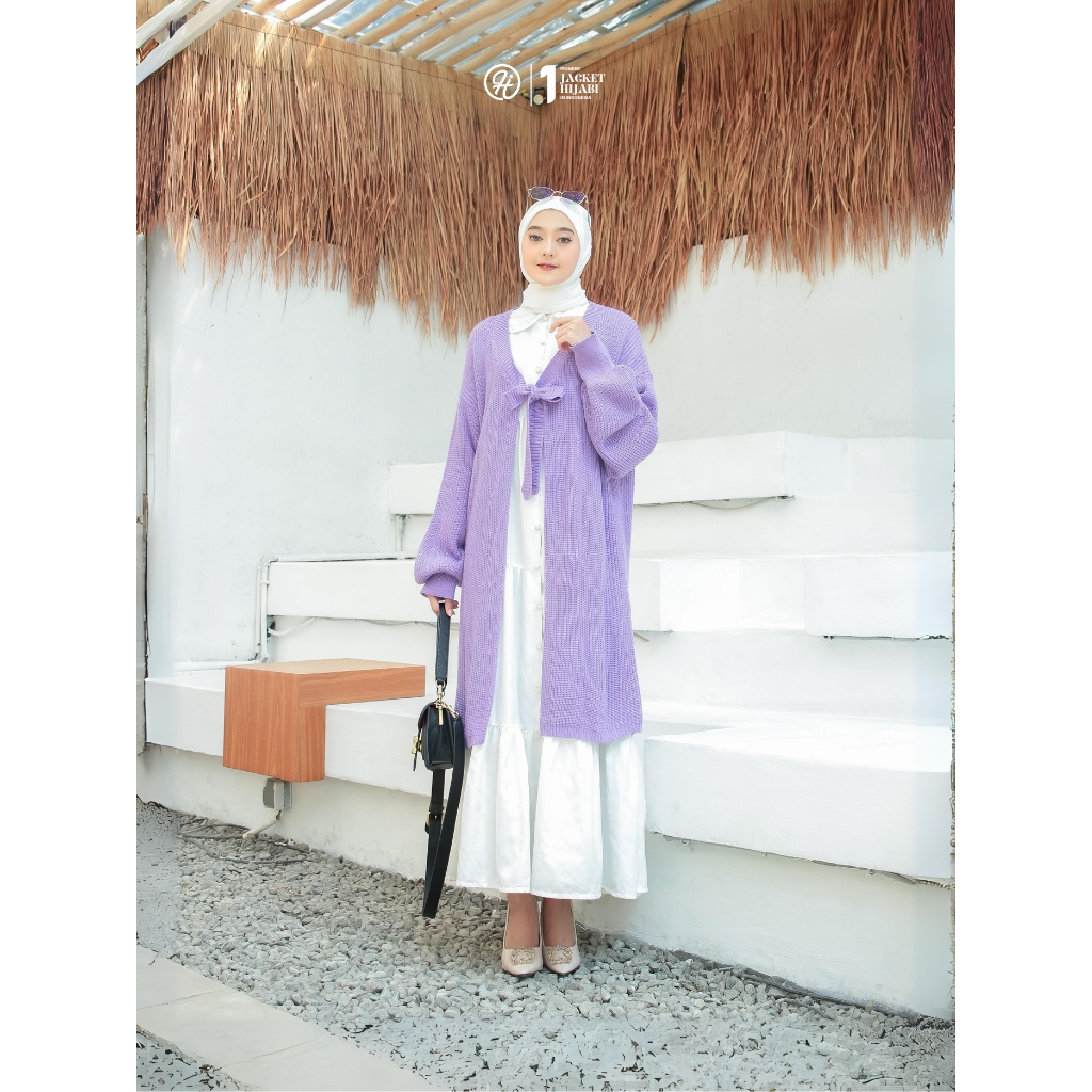 HIJACKET - Jaket Hijaber ARA Purple | Jaket Rajut Panjang | Outerwear For Hijaber