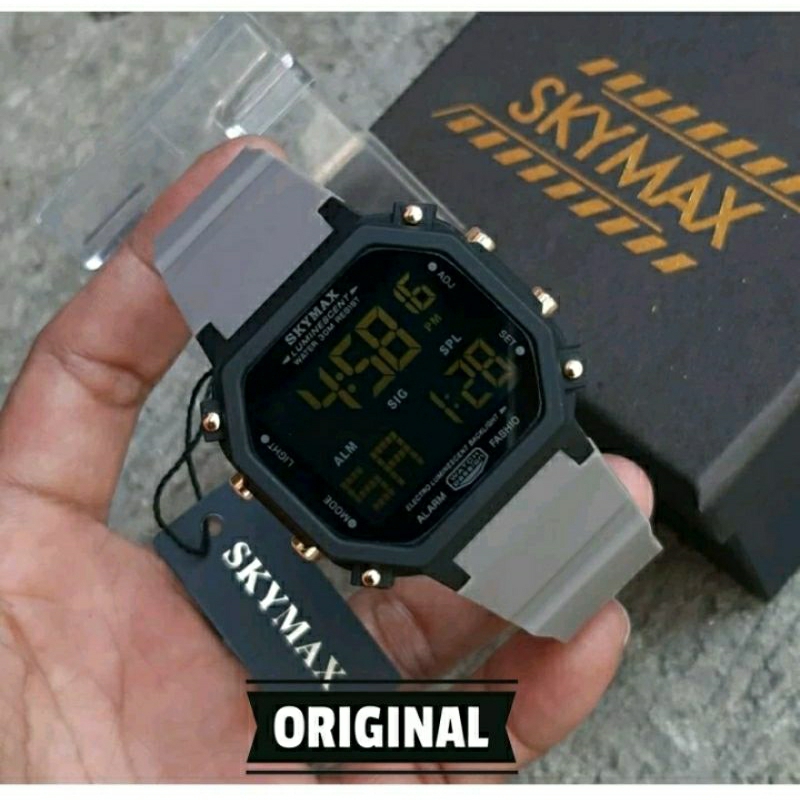 jam tangan skymax 3008 kotak jam tangan pria original strap rubber tahan air