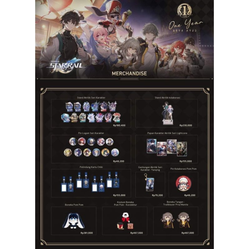 JASTIP HONKAI STAR RAIL KARNAVAL PENACONNY OFFICIAL MERCHANDISE PIN LOGAM STAND AKRILIK PAPAN KARAKT