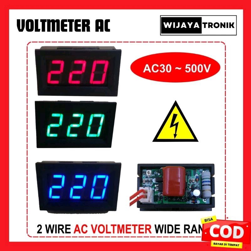 Volt Meter Mini AC 70V - 500V AC Digital