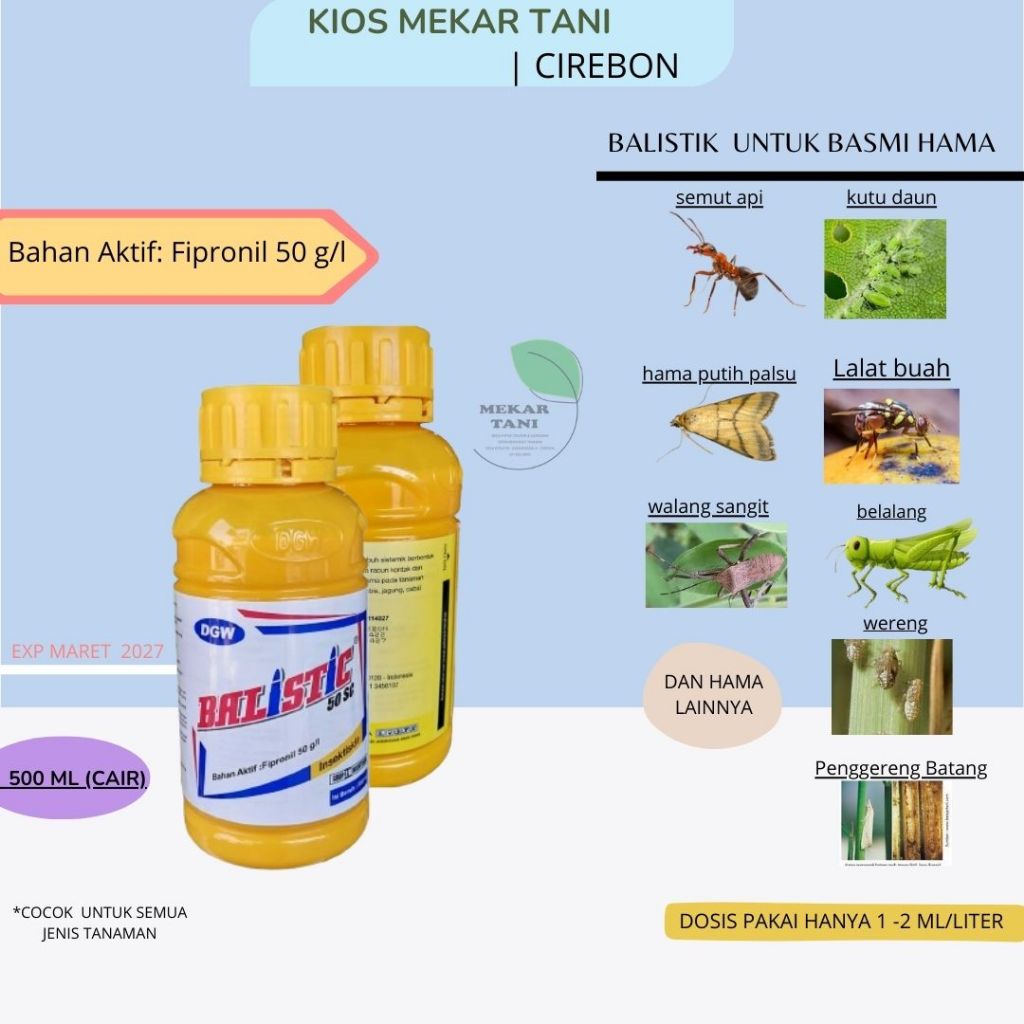 INSEKTISIDA BALISTIK 500 ML/BAHAN AKTIIF FIPRONIL 50 G/L