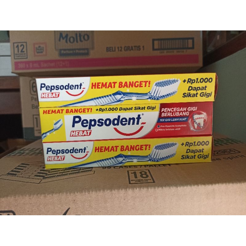 Pepsodent 75g gratis 1 pcs Pepsodent sikat gigi