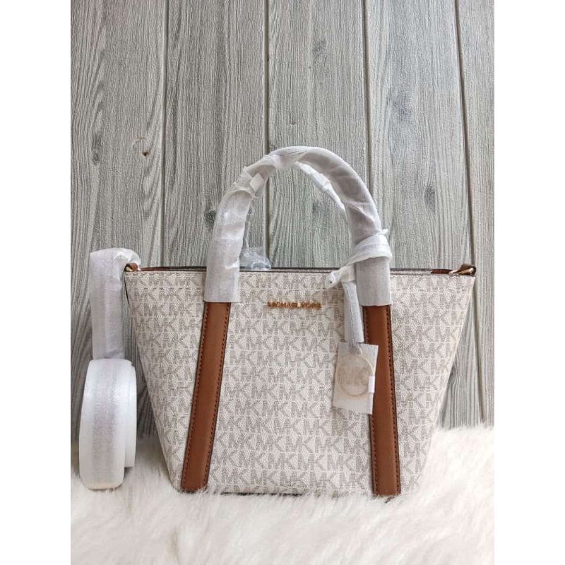 mk pratt small tote bag messenger bag sign vanilla n
