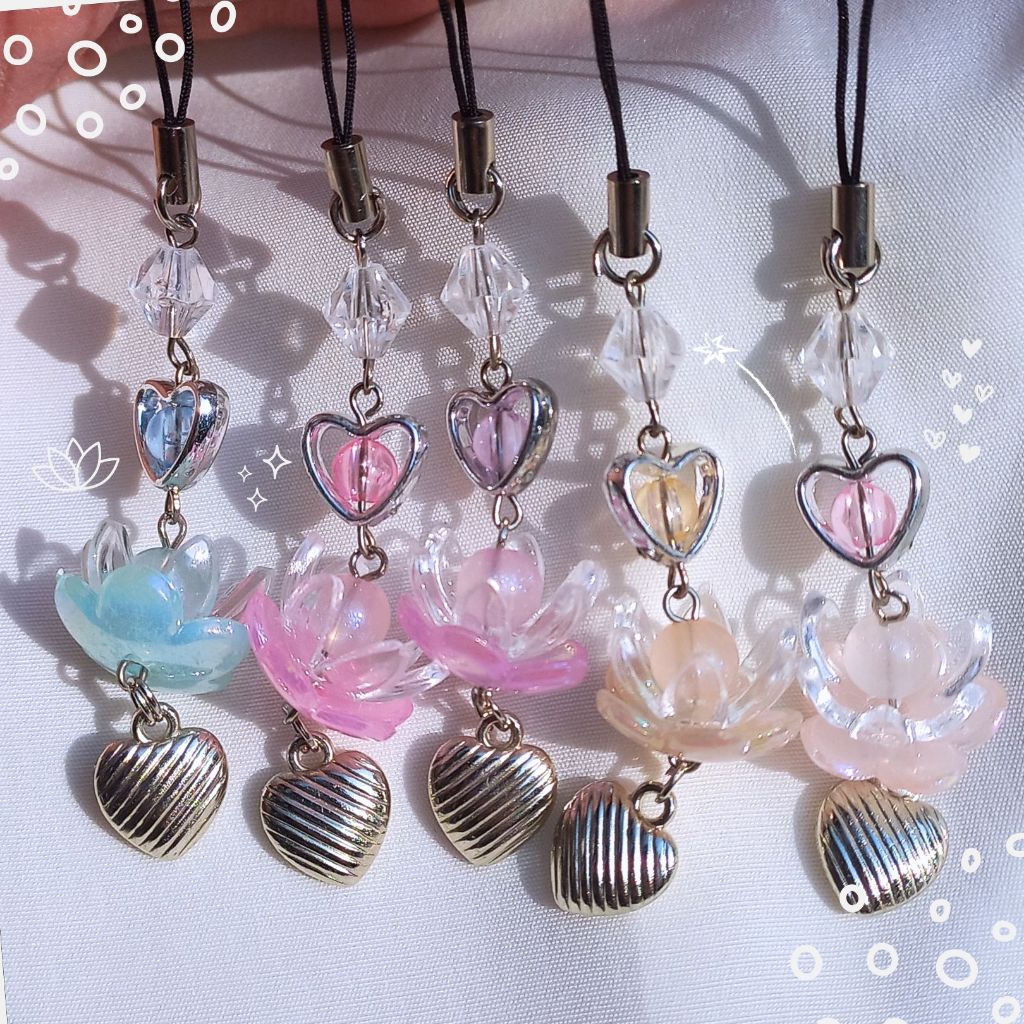 PHONE STRAP BEADS | Lotus Series | GANTUNGAN KUNCI TALI HANDPHONE MANIK PHONE CHARM | PakaiManik