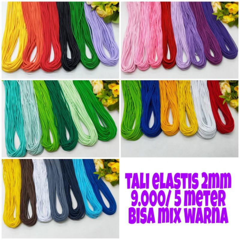 Tali Karet Masker Tali Elastis 2mm Tali Karet Bulat Tali Karet Elastis Warna 2mm Tali Kur Elastis